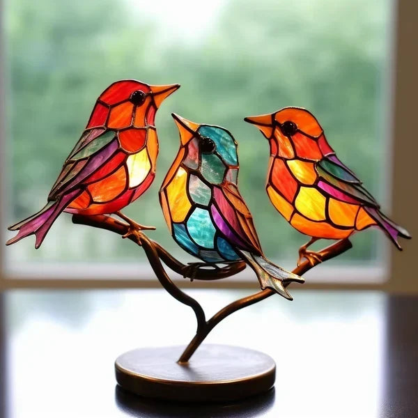 FeatherGlow | Avian Elegance Birds in tinted glass